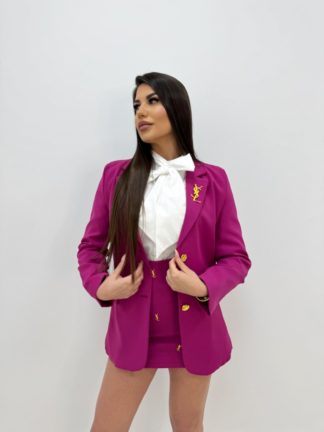 TRAJE FALDA YSL ROSA