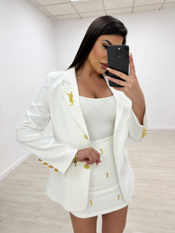 TRAJE FALDA YSL BLANCO