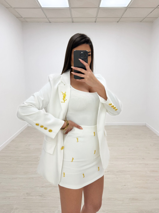 TRAJE FALDA YSL BLANCO TRAJE FALDA YSL BLANCO