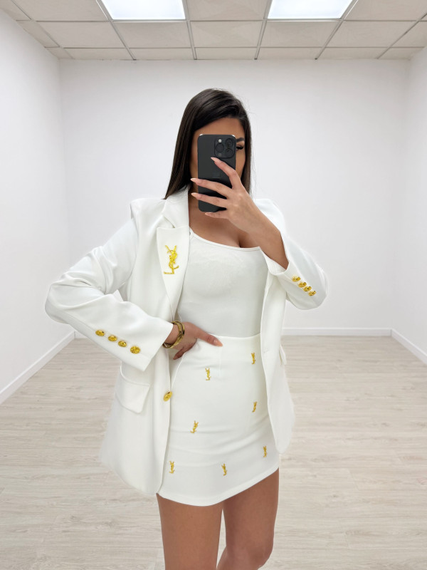 TRAJE FALDA YSL BLANCO