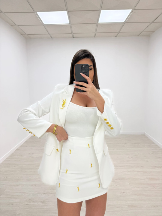 TRAJE FALDA YSL BLANCO TRAJE FALDA YSL BLANCO