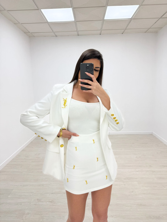 TRAJE FALDA YSL BLANCO TRAJE FALDA YSL BLANCO