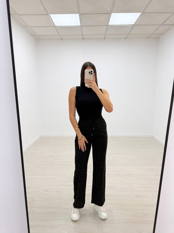 PANTALÓN CHÁNDAL BRILLO NEGRO