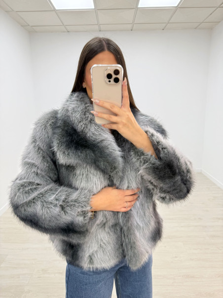 ABRIGO PELO MEZCLA GRIS