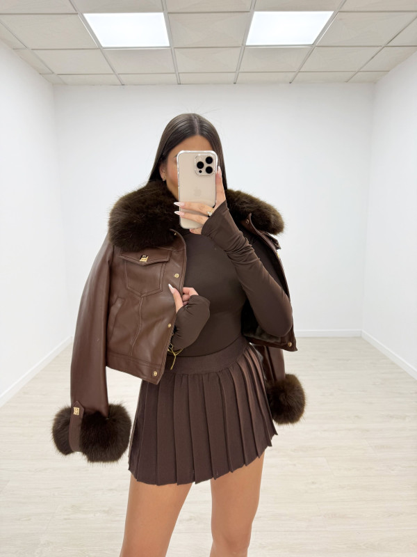 CHAQUETA PIEL + PELO EXCLUSIVA MARRÓN