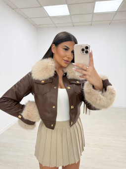 copy of CHAQUETA PIEL + PELO BEIGE EXCLUSIVA