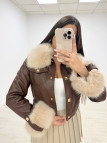 CHAQUETA PIEL + PELO BEIGE EXCLUSIVA CHAQUETA PIEL + PELO BEIGE EXCLUSIVA