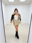 CHAQUETA PIEL + PELO BEIGE EXCLUSIVA CHAQUETA PIEL + PELO BEIGE EXCLUSIVA