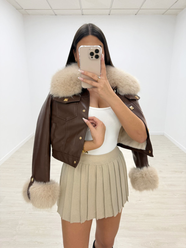 CHAQUETA PIEL + PELO BEIGE EXCLUSIVA
