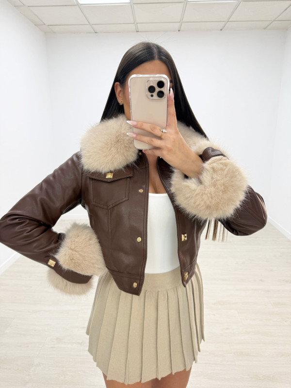 CHAQUETA PIEL + PELO BEIGE EXCLUSIVA