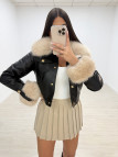 CHAQUETA PIEL + PELO NEGRA EXCLUSIVA CHAQUETA PIEL + PELO NEGRA EXCLUSIVA
