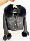 CHAQUETA PIEL + PELO NEGRA