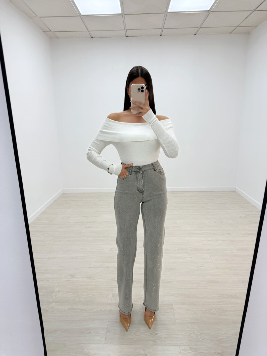 PANTALÓN VAQUERO BRILLO GRIS PANTALÓN VAQUERO BRILLO GRIS