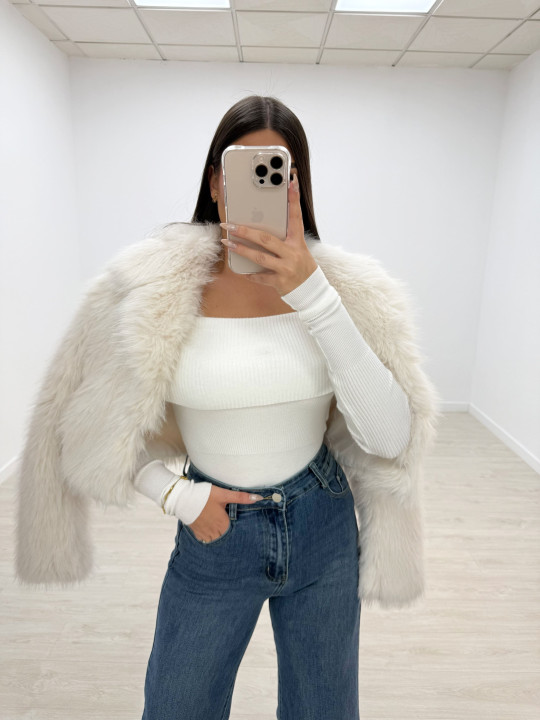 ABRIGO CORTO DE PELO BLANCO ABRIGO CORTO DE PELO BLANCO