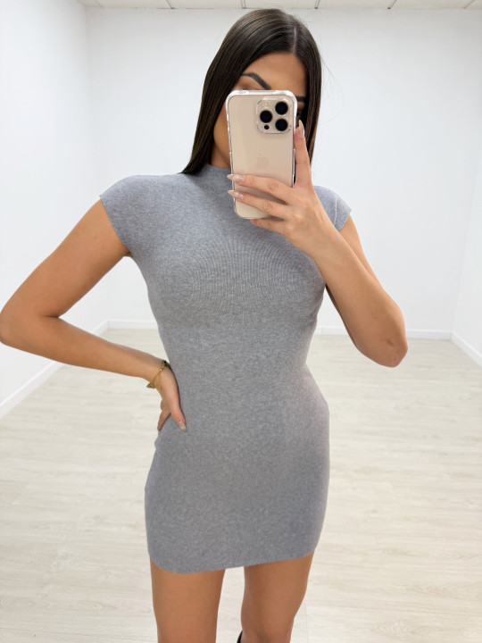 VESTIDO MINI PUNTO GRIS VESTIDO MINI PUNTO GRIS