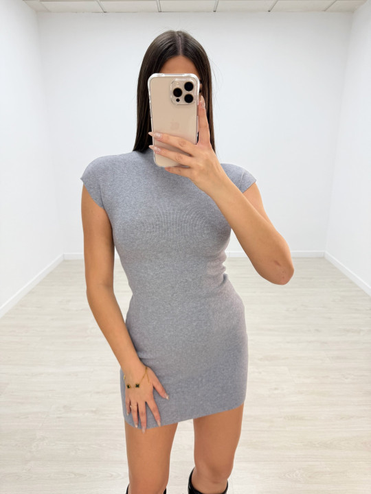 VESTIDO MINI PUNTO GRIS VESTIDO MINI PUNTO GRIS