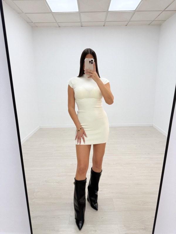 VESTIDO MINI PUNTO CREMA