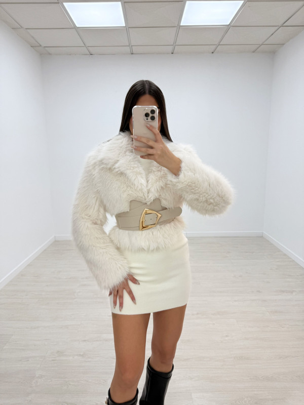 VESTIDO MINI PUNTO CREMA