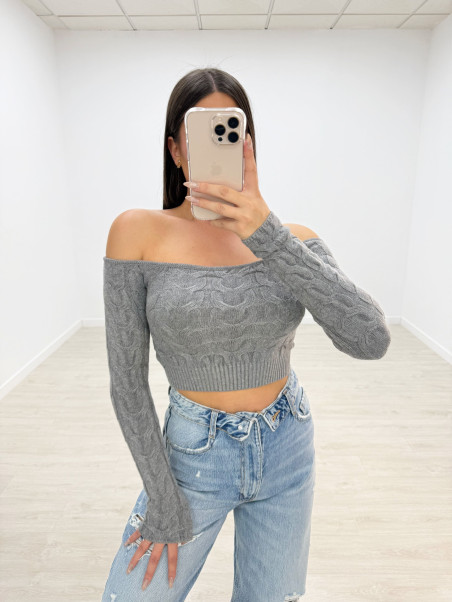 JERSEY TRENZADO GRIS