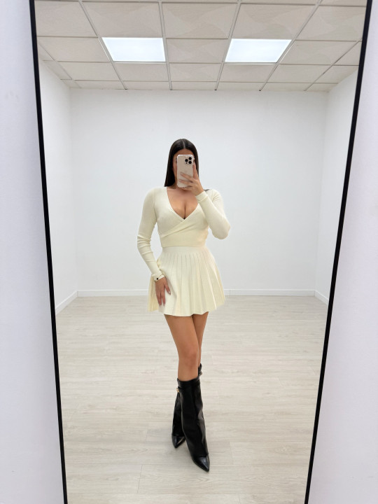 FALDA MINI PUNTO BEIGE FALDA MINI PUNTO BEIGE