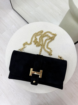 BOLSO CARTERA - H 100% PIEL NEGRO