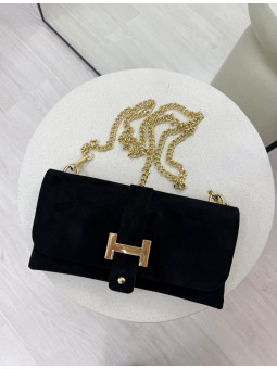 BOLSO CARTERA - H 100% PIEL NEGRO