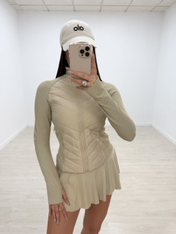 CHAQUETA COMBINADA PLUMA BEIGE