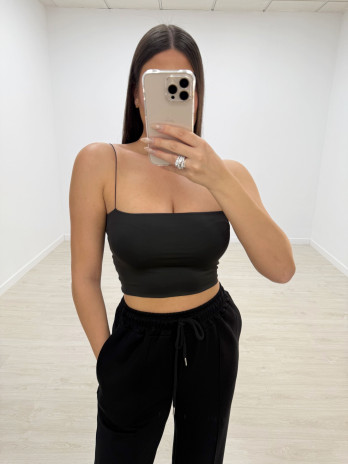 TOP CROP BANDA LICRA NEGRO