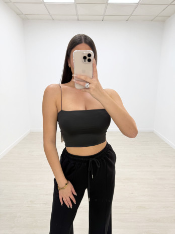 TOP CROP BANDA LICRA NEGRO