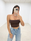 TOP CROP BANDA LICRA MARRÓN