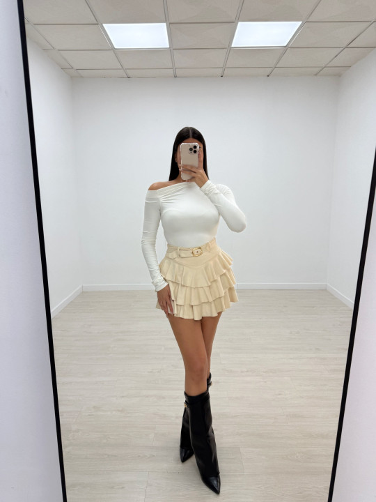 FALDA VOLANTES ANTE BEIGE