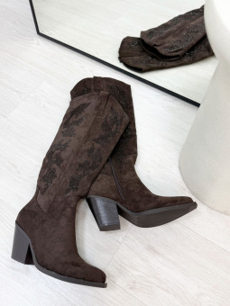 BOTA COWBOY PEDRERÍA MARRÓN