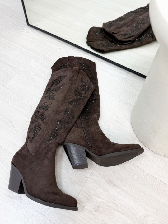 BOTA COWBOY PEDRERÍA MARRÓN