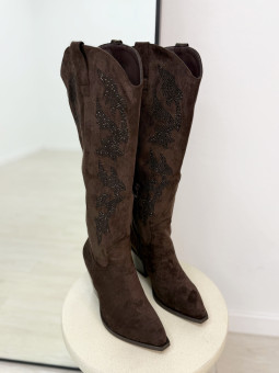 BOTA COWBOY PEDRERÍA MARRÓN