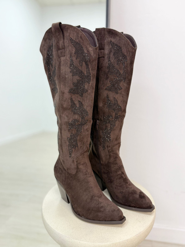 BOTA COWBOY PEDRERÍA MARRÓN