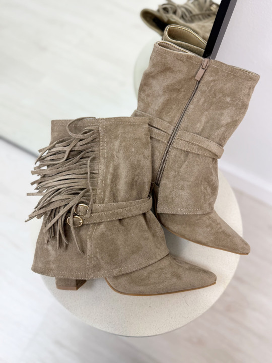 BOTÍN POLAINA FLECOS BEIGE