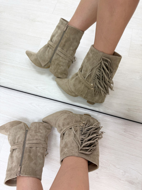 BOTÍN POLAINA FLECOS BEIGE