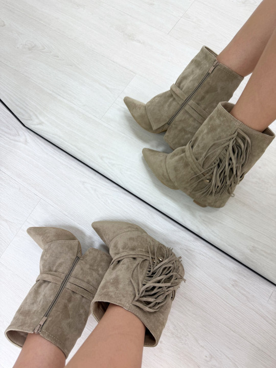 BOTÍN POLAINA FLECOS BEIGE