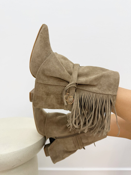 BOTÍN POLAINA FLECOS BEIGE
