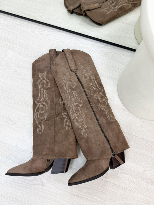 BOTA COWBOY POLAINA MARRÓN