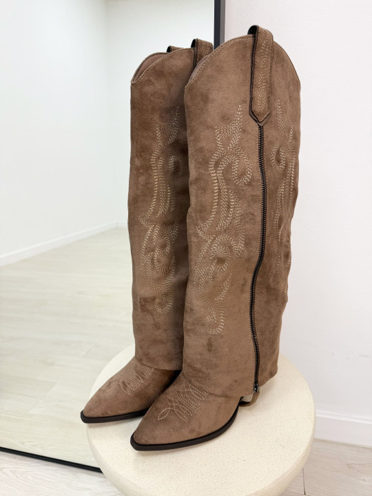 BOTA COWBOY POLAINA MARRÓN