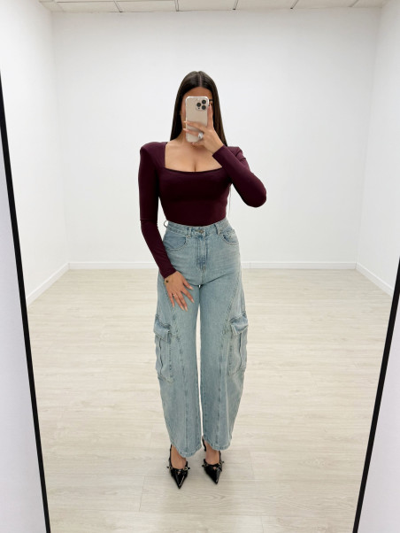 PANTALÓN VAQUERO BALLON CARGO BOLSILLOS