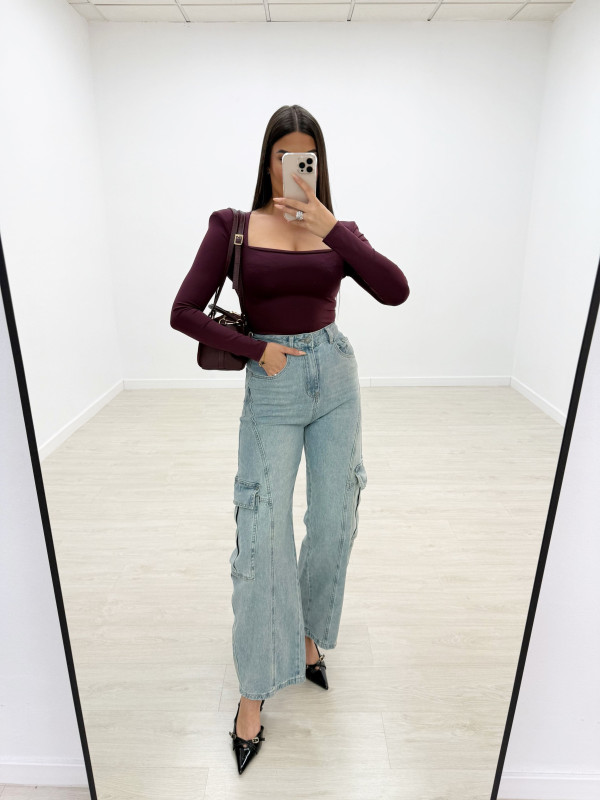 PANTALÓN VAQUERO BALLON CARGO BOLSILLOS