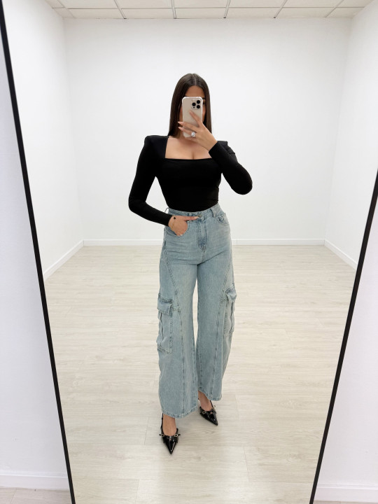 PANTALÓN VAQUERO BALLON CARGO BOLSILLOS