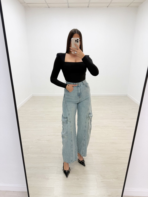 PANTALÓN VAQUERO BALLON CARGO BOLSILLOS