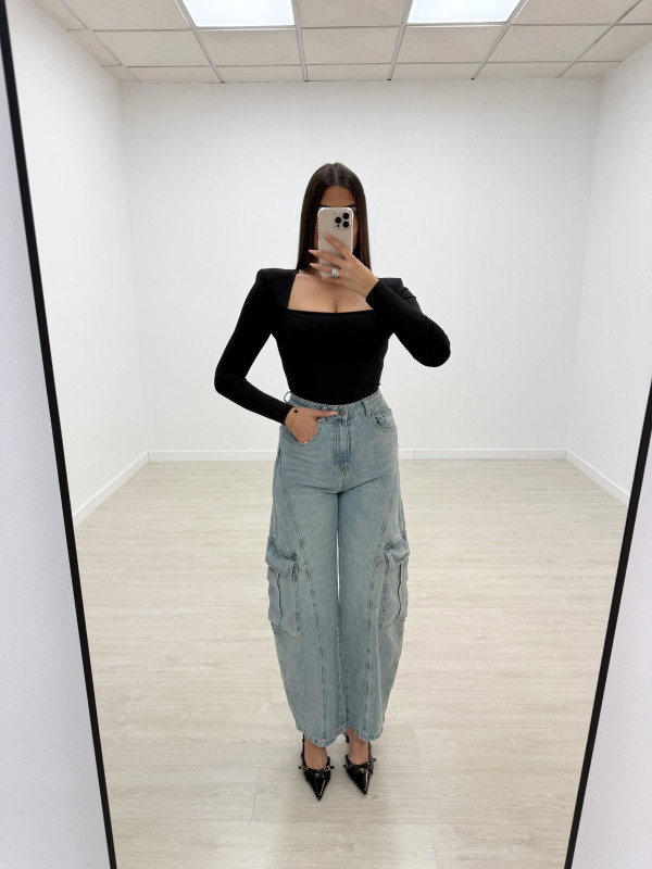 PANTALÓN VAQUERO BALLON CARGO BOLSILLOS