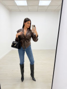 CHAQUETA PIEL TRENZADA MARRÓN