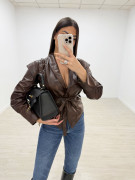 CHAQUETA PIEL TRENZADA MARRÓN