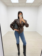 CHAQUETA PIEL TRENZADA MARRÓN