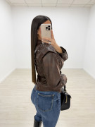 CHAQUETA PIEL TRENZADA MARRÓN